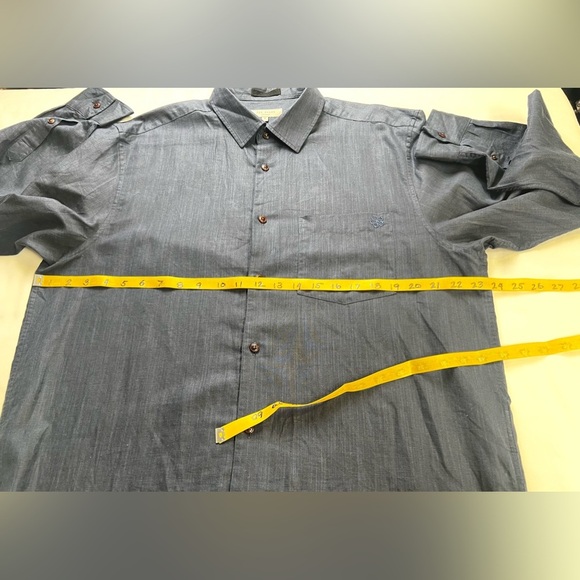 TED BAKER Navy blue linen long sleeve button‎ down shirt size 5/XL. - Picture 12 of 13